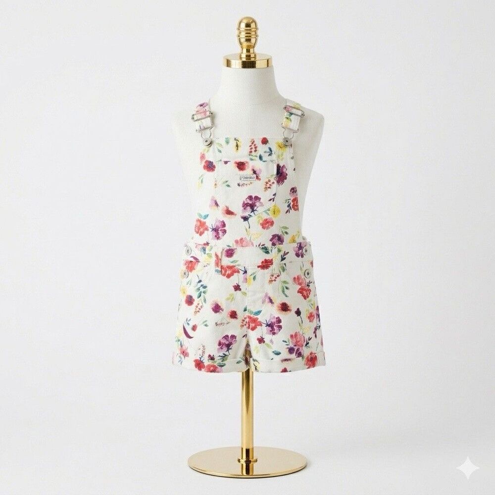 Jordache Girls Floral Print Overalls Shortall Romper Size 5T